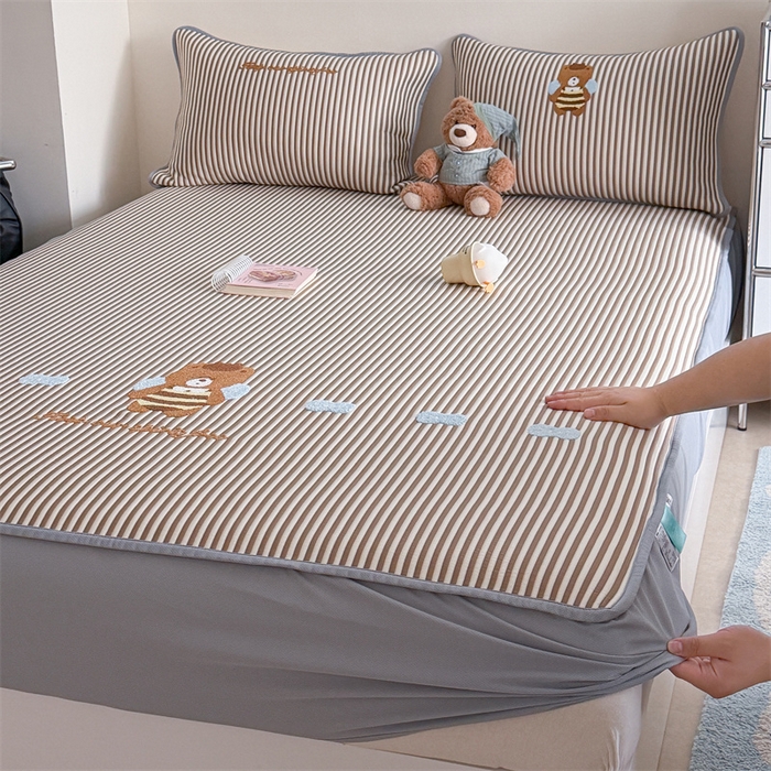 暖生活 2026新款3DMAX超凉感原创PE冰丝软席子凉席-床笠款 蜜蜂小熊