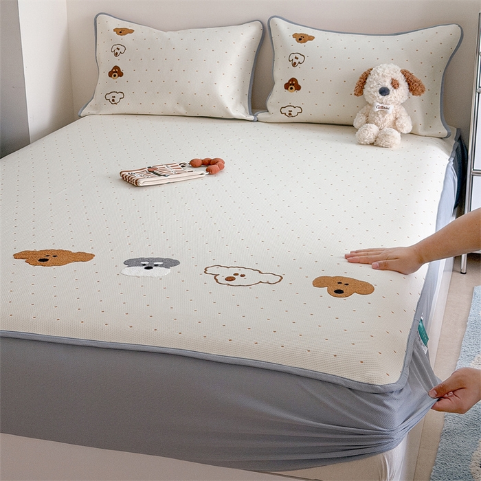 暖生活 2026新款3DMAX超凉感原创PE冰丝软席子凉席-床笠款 小狗乐园