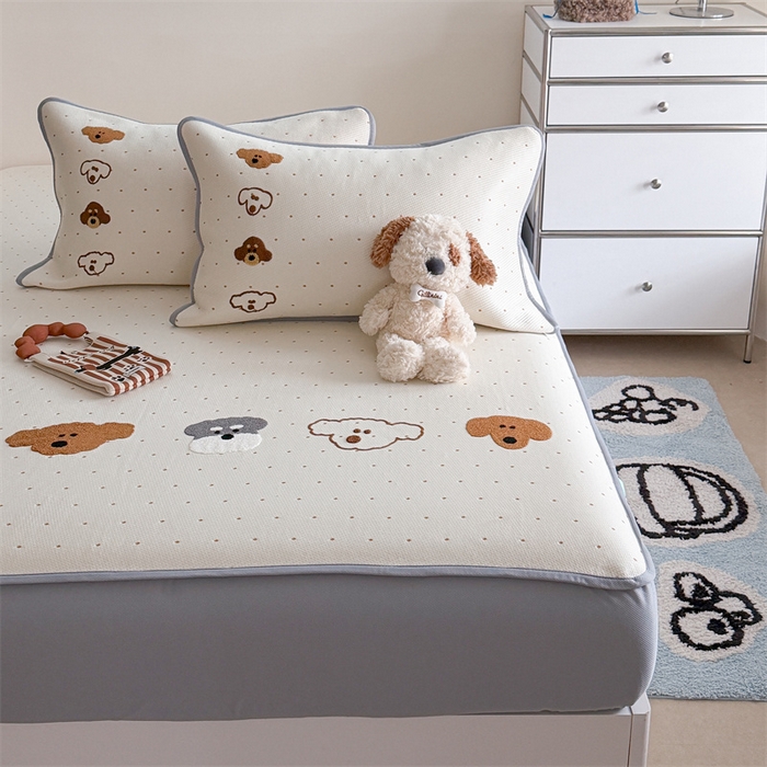 91家纺网 家纺一手货源 找家纺 暖生活 2026新款3DMAX超凉感原创PE冰丝软席子凉席-床笠款 小狗乐园