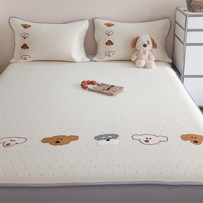 91家纺网 家纺一手货源 找家纺 暖生活 2026新款3DMAX超凉感原创PE冰丝软席子凉席-床笠款 小狗乐园