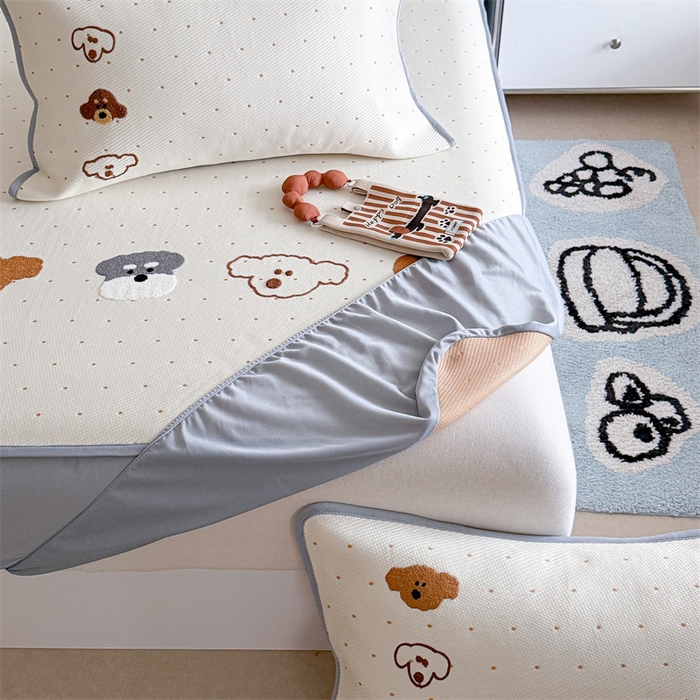 91家纺网 家纺一手货源 找家纺 暖生活 2026新款3DMAX超凉感原创PE冰丝软席子凉席-床笠款 小狗乐园