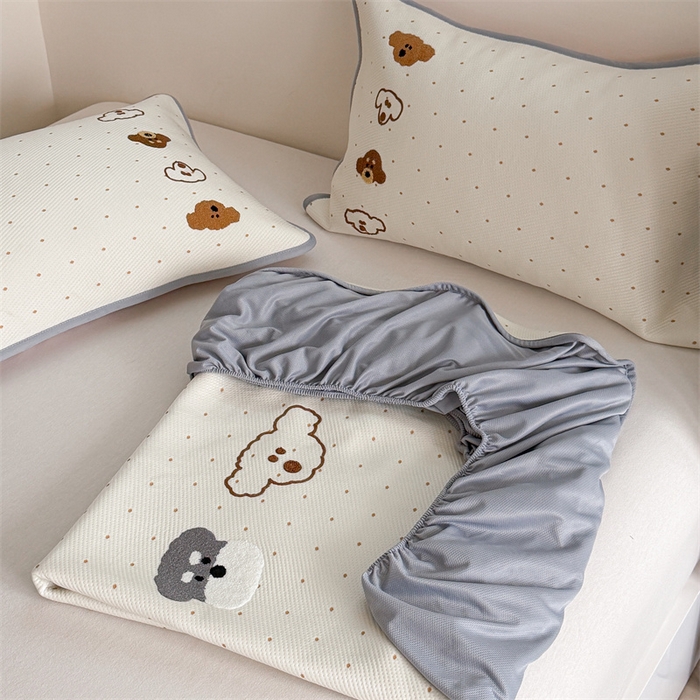 91家纺网 家纺一手货源 找家纺 暖生活 2026新款3DMAX超凉感原创PE冰丝软席子凉席-床笠款 小狗乐园