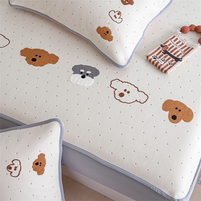 91家纺网 家纺一手货源 找家纺 暖生活 2026新款3DMAX超凉感原创PE冰丝软席子凉席-床笠款 小狗乐园