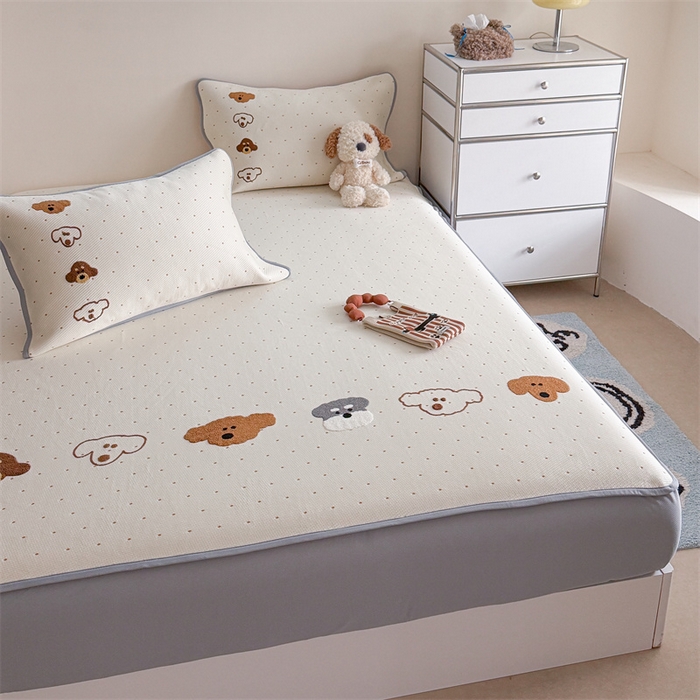 91家纺网 家纺一手货源 找家纺 暖生活 2026新款3DMAX超凉感原创PE冰丝软席子凉席-床笠款 小狗乐园