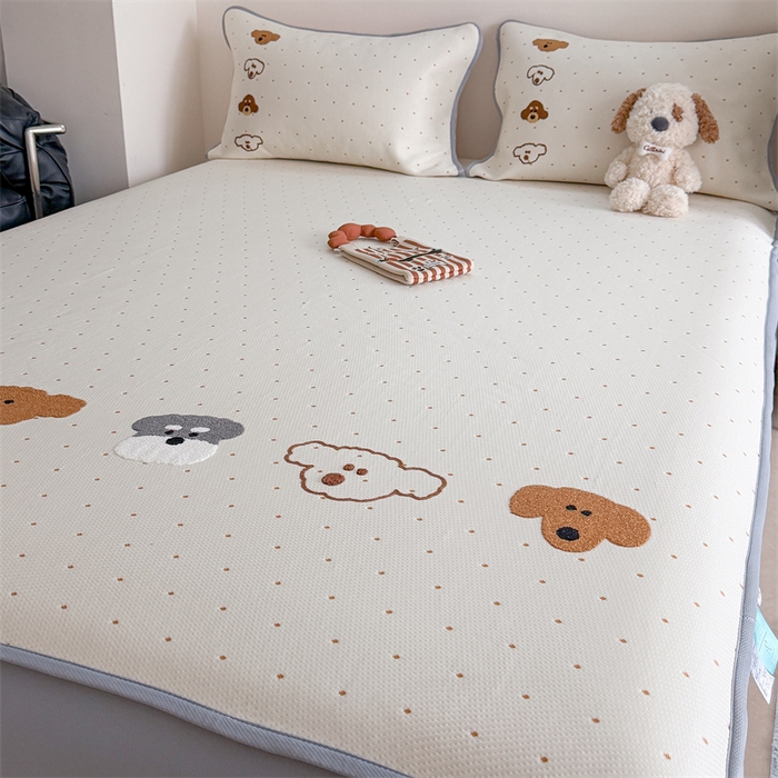 91家纺网 家纺一手货源 找家纺 暖生活 2026新款3DMAX超凉感原创PE冰丝软席子凉席-床笠款 小狗乐园