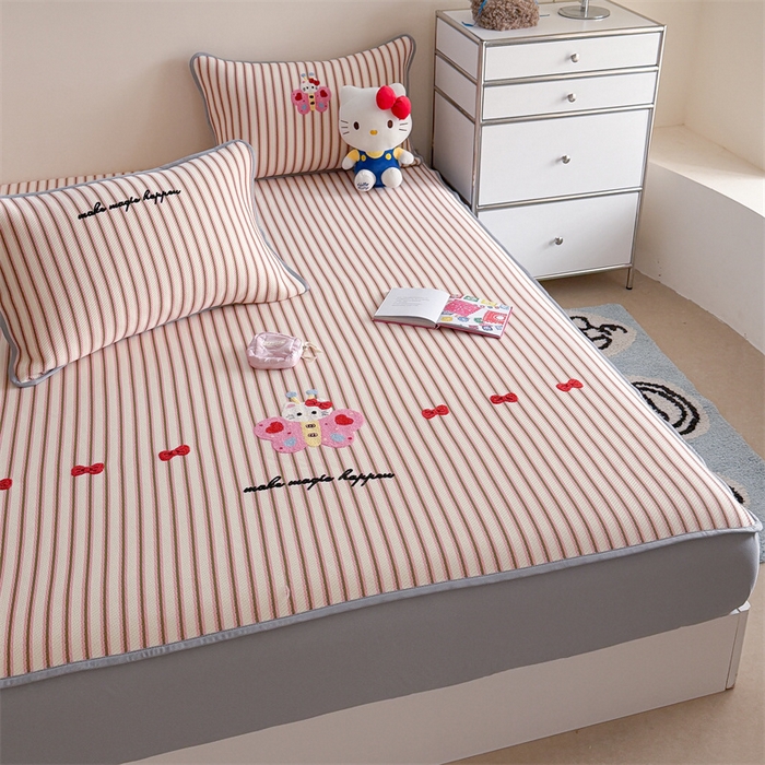 91家纺网 家纺一手货源 找家纺 暖生活 2026新款3DMAX超凉感原创PE冰丝软席子凉席-床笠款 蝶语甜喵