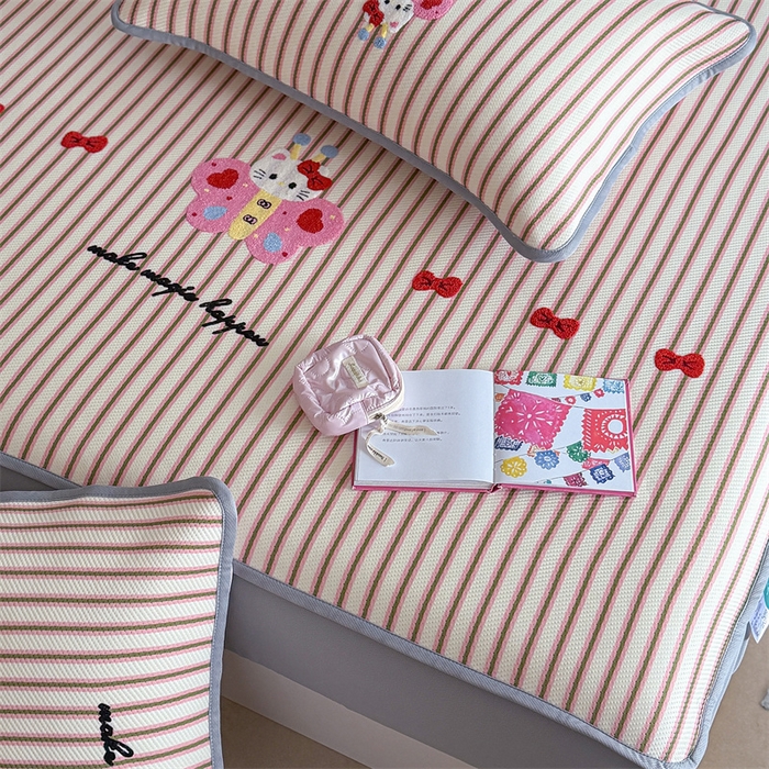 91家纺网 家纺一手货源 找家纺 暖生活 2026新款3DMAX超凉感原创PE冰丝软席子凉席-床笠款 蝶语甜喵