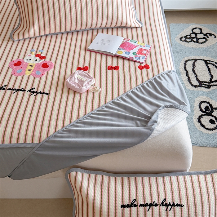 91家纺网 家纺一手货源 找家纺 暖生活 2026新款3DMAX超凉感原创PE冰丝软席子凉席-床笠款 蝶语甜喵