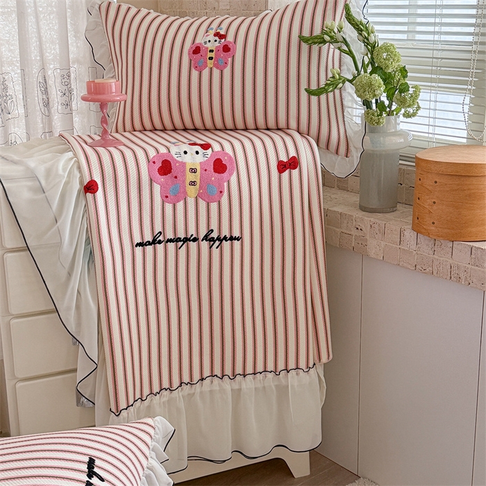 91家纺网 家纺一手货源 找家纺 暖生活 2026新款3DMAX超凉感原创PE冰丝软席子凉席-床裙款 蝶语甜喵