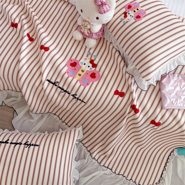 91家纺网 家纺一手货源 找家纺 暖生活 2026新款3DMAX超凉感原创PE冰丝软席子凉席-床裙款 蝶语甜喵