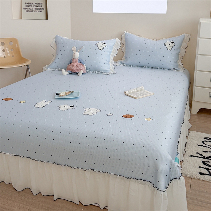 暖生活 2026新款3DMAX超凉感原创PE冰丝软席子凉席-床裙款 奶蓝星兔