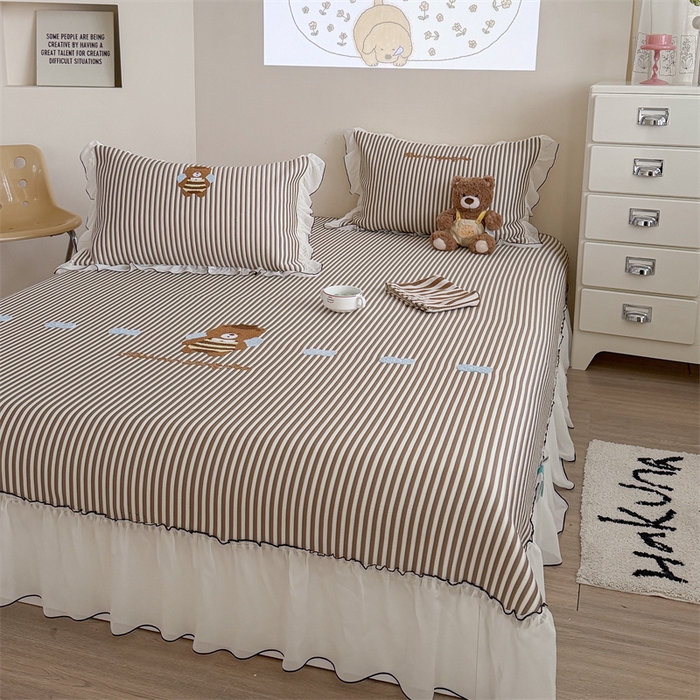 暖生活 2026新款3DMAX超凉感原创PE冰丝软席子凉席-床裙款 蜜蜂小熊