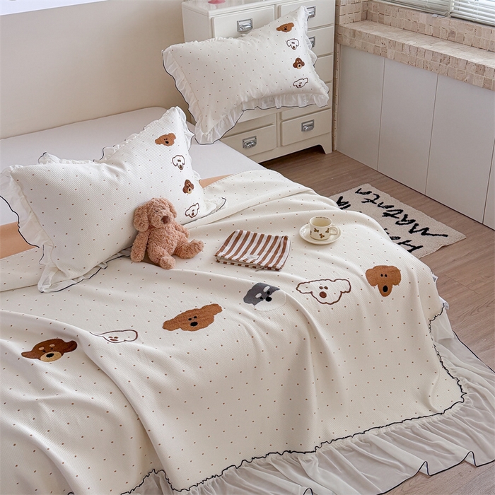 91家纺网 家纺一手货源 找家纺 暖生活 2026新款3DMAX超凉感原创PE冰丝软席子凉席-床裙款 小狗乐园