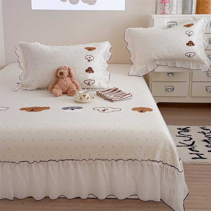 91家纺网 家纺一手货源 找家纺 暖生活 2026新款3DMAX超凉感原创PE冰丝软席子凉席-床裙款 小狗乐园