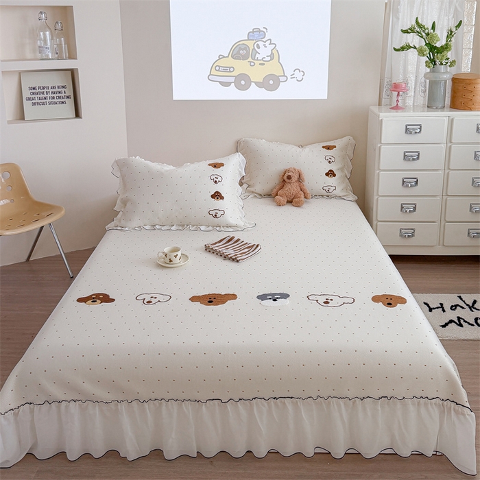 91家纺网 家纺一手货源 找家纺 暖生活 2026新款3DMAX超凉感原创PE冰丝软席子凉席-床裙款 小狗乐园