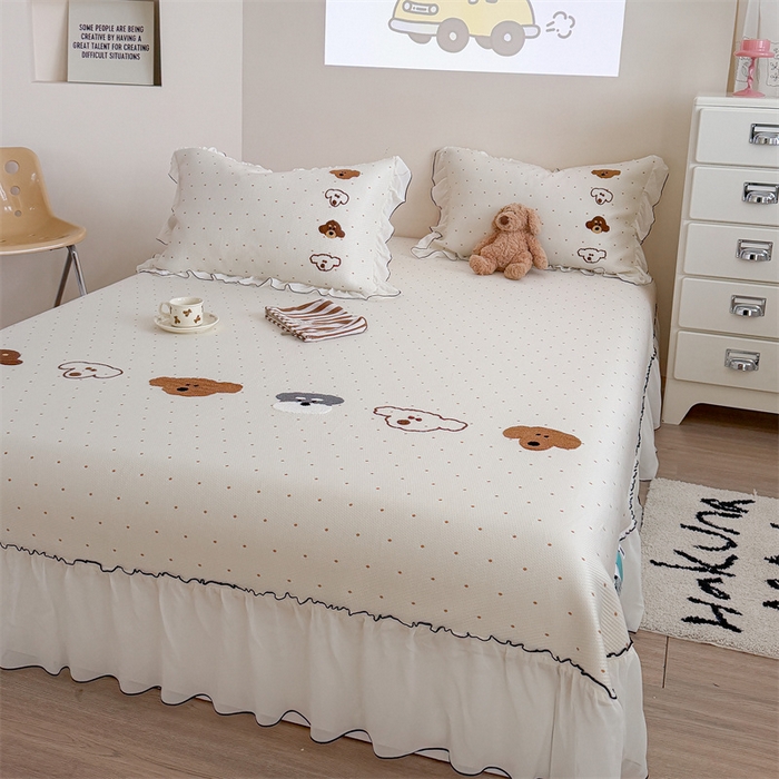 暖生活 2026新款3DMAX超凉感原创PE冰丝软席子凉席-床裙款 小狗乐园