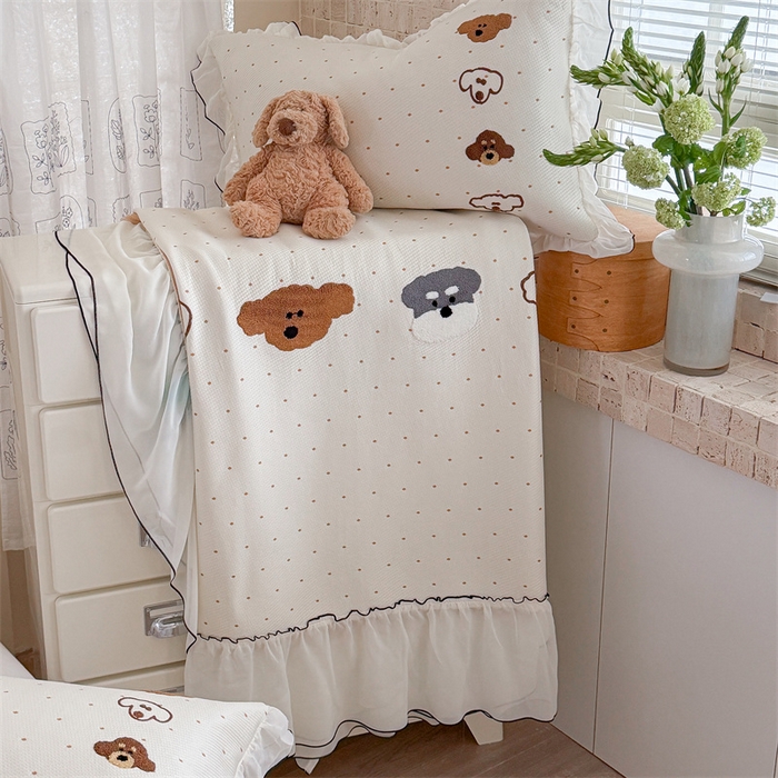 91家纺网 家纺一手货源 找家纺 暖生活 2026新款3DMAX超凉感原创PE冰丝软席子凉席-床裙款 小狗乐园