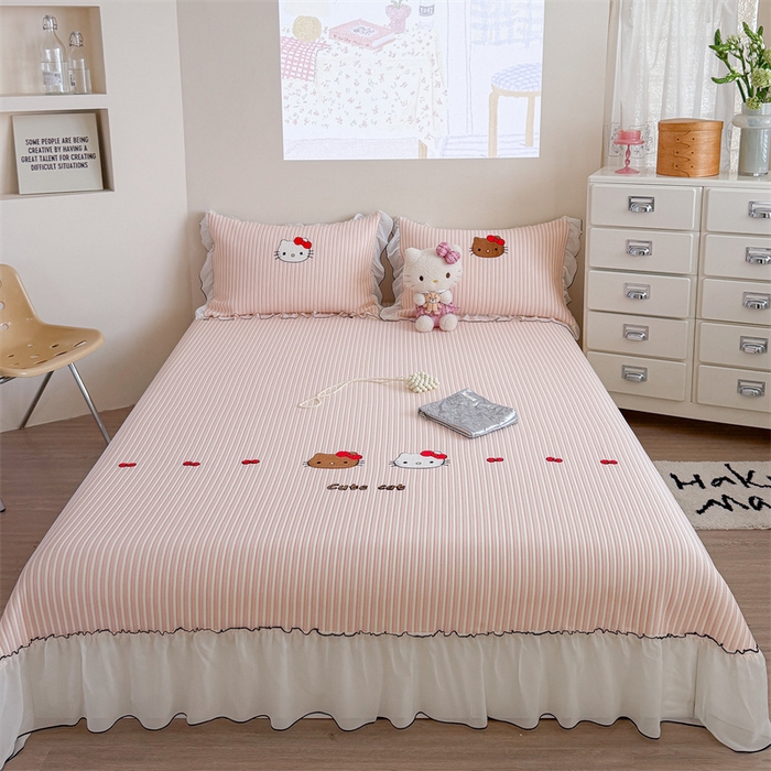 91家纺网 家纺一手货源 找家纺 暖生活 2026新款3DMAX超凉感原创PE冰丝软席子凉席-床裙款 粉条KT