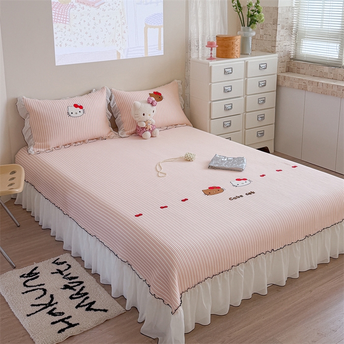 91家纺网 家纺一手货源 找家纺 暖生活 2026新款3DMAX超凉感原创PE冰丝软席子凉席-床裙款 粉条KT