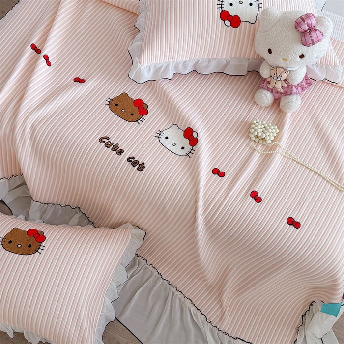 91家纺网 家纺一手货源 找家纺 暖生活 2026新款3DMAX超凉感原创PE冰丝软席子凉席-床裙款 粉条KT