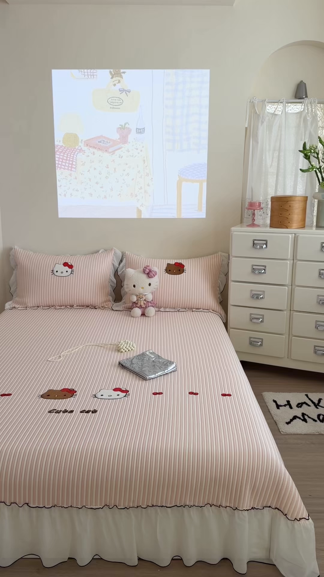 91家纺网 家纺一手货源 找家纺 暖生活 2026新款3DMAX超凉感原创PE冰丝软席子凉席-床裙款 粉条KT