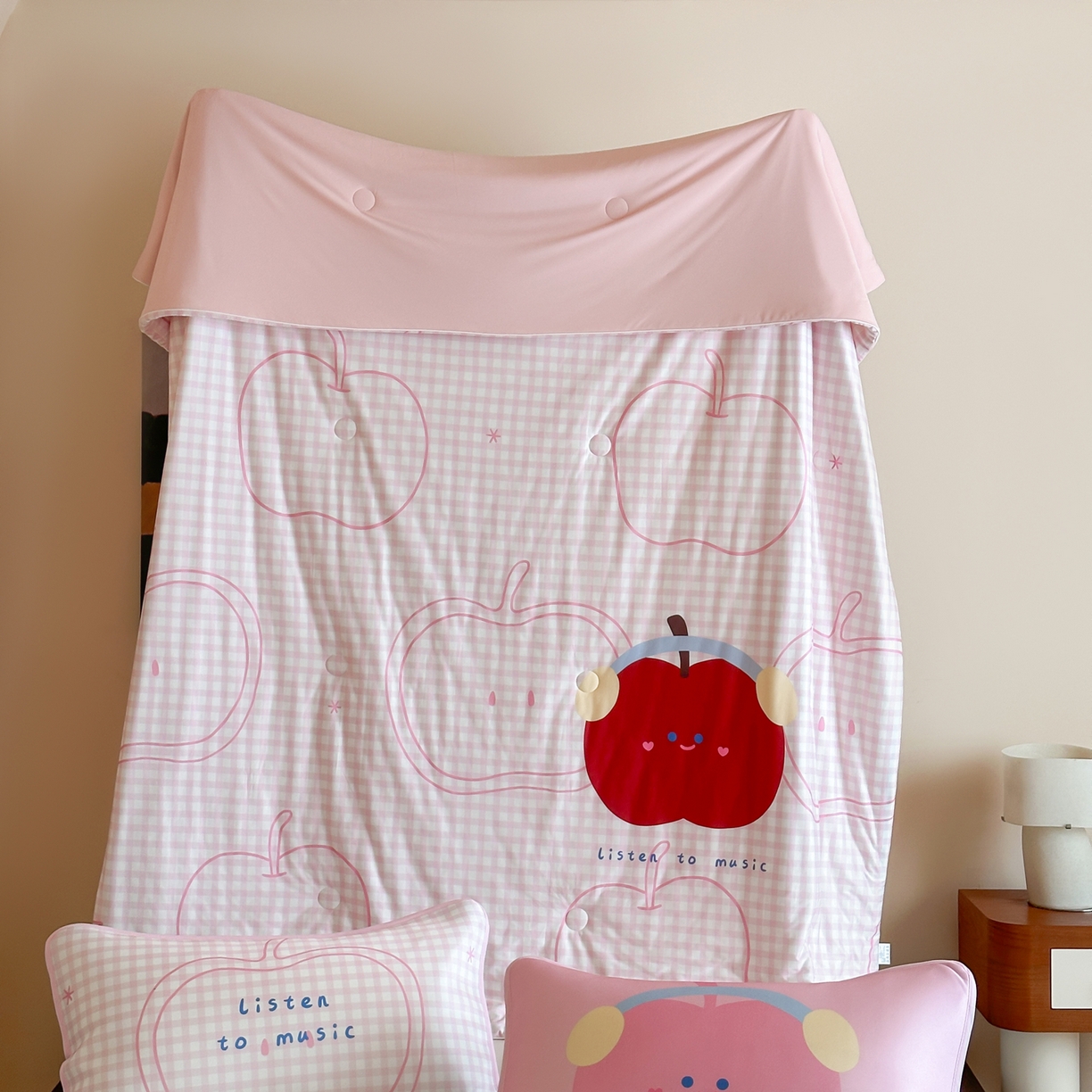 桃喜 2026新款A类绵绵冰双感夏被夏凉被空调被（一面针织棉一面凉感 夏被粉格苹果