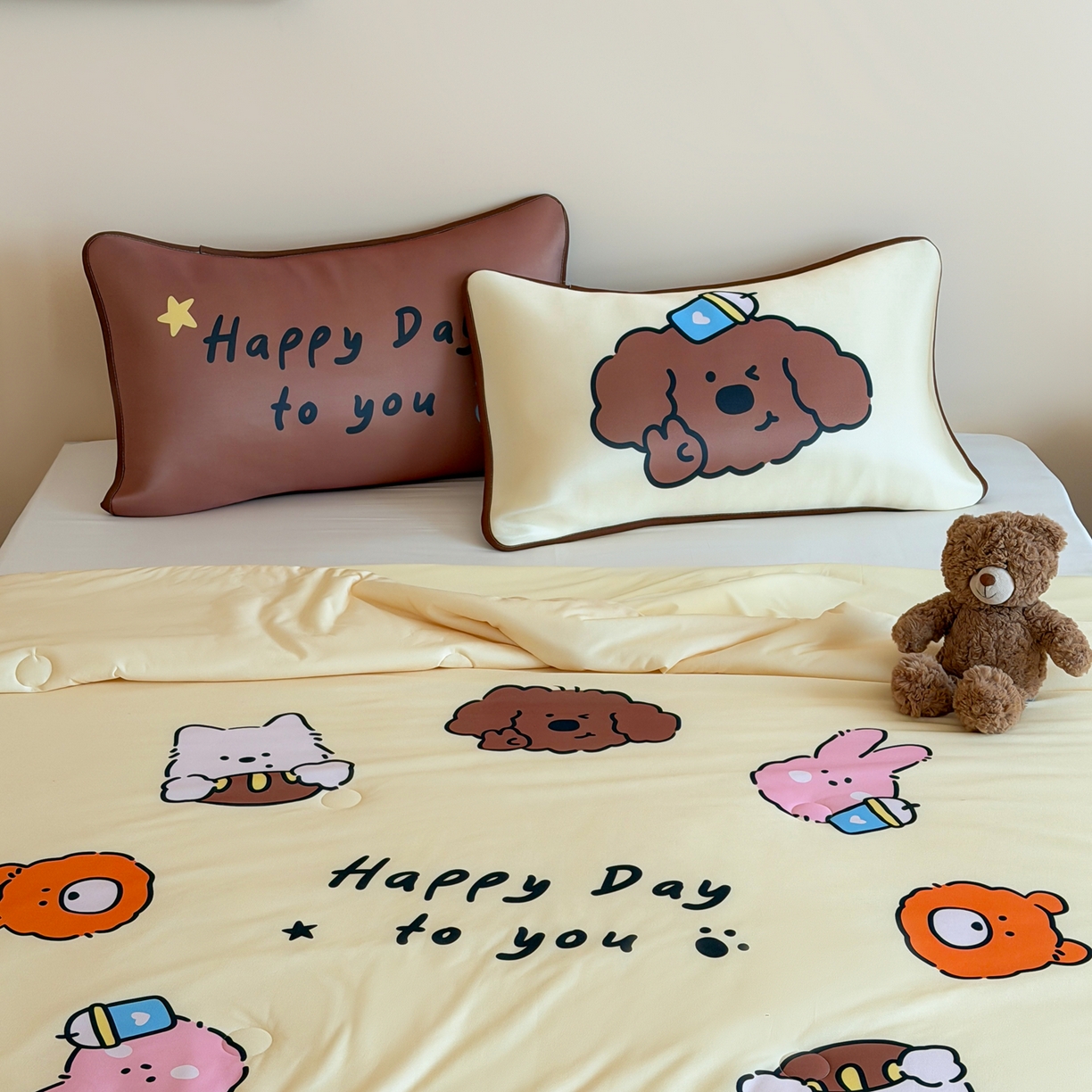 91家纺网 家纺一手货源 找家纺 桃喜 2026新款A类绵绵冰双感夏被夏凉被空调被（一面针织棉一面凉感 夏被卷毛狗狗的夏天