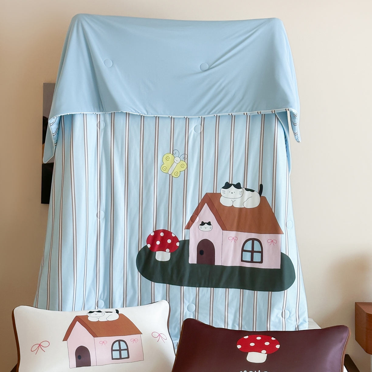 桃喜 2026新款A类绵绵冰双感夏被夏凉被空调被（一面针织棉一面凉感 夏被猫咪蘑菇小屋