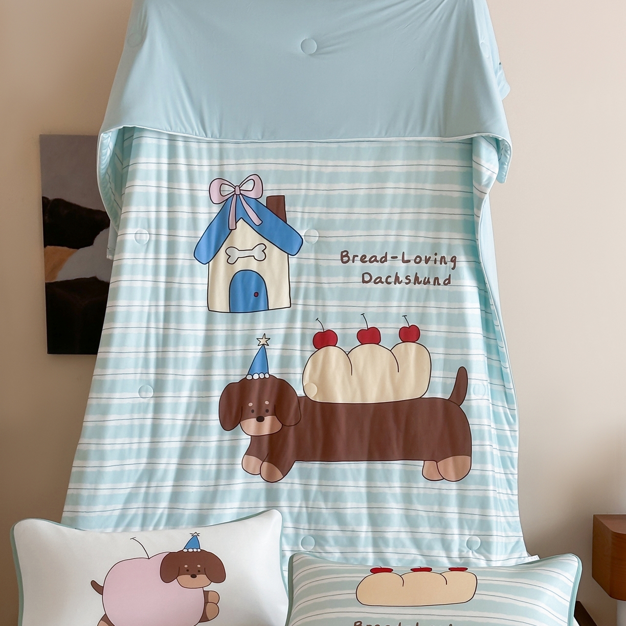 桃喜 2026新款A类绵绵冰双感夏被夏凉被空调被（一面针织棉一面凉感 夏被面包腊肠狗