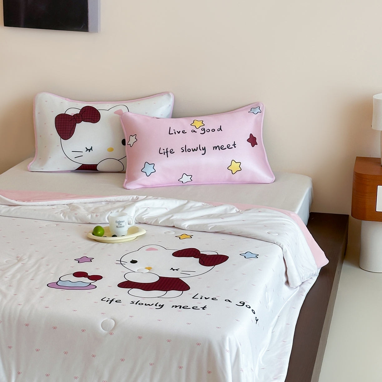 91家纺网 家纺一手货源 找家纺 桃喜 2026新款A类绵绵冰双感夏被夏凉被空调被（一面针织棉一面凉感 夏被甜心猫咪