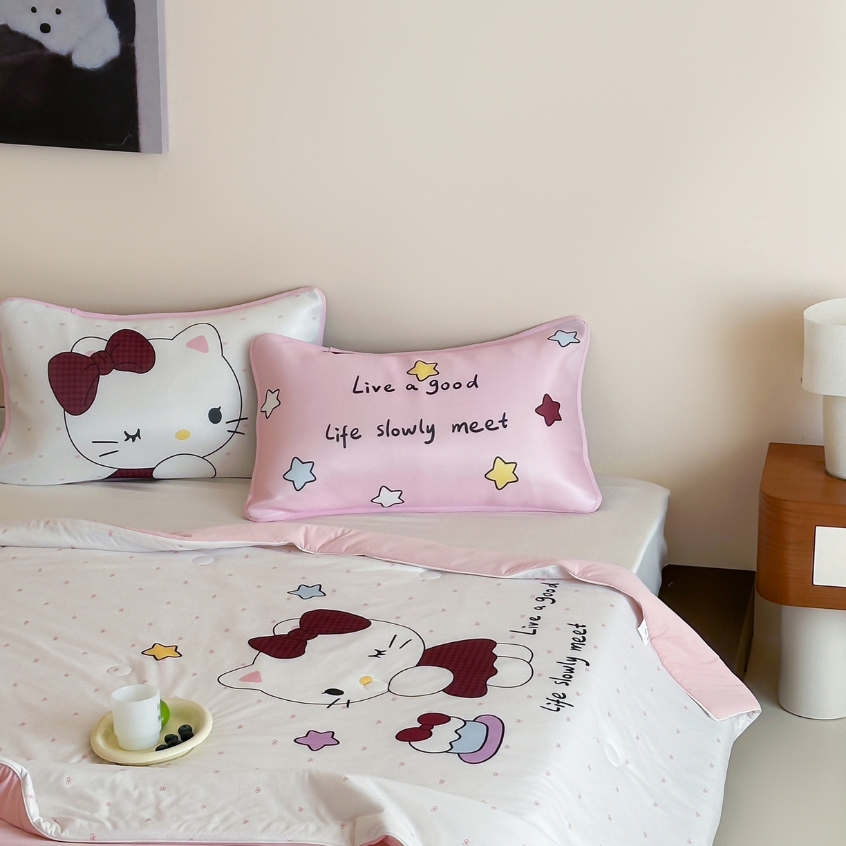 91家纺网 家纺一手货源 找家纺 桃喜 2026新款A类绵绵冰双感夏被夏凉被空调被（一面针织棉一面凉感 夏被甜心猫咪