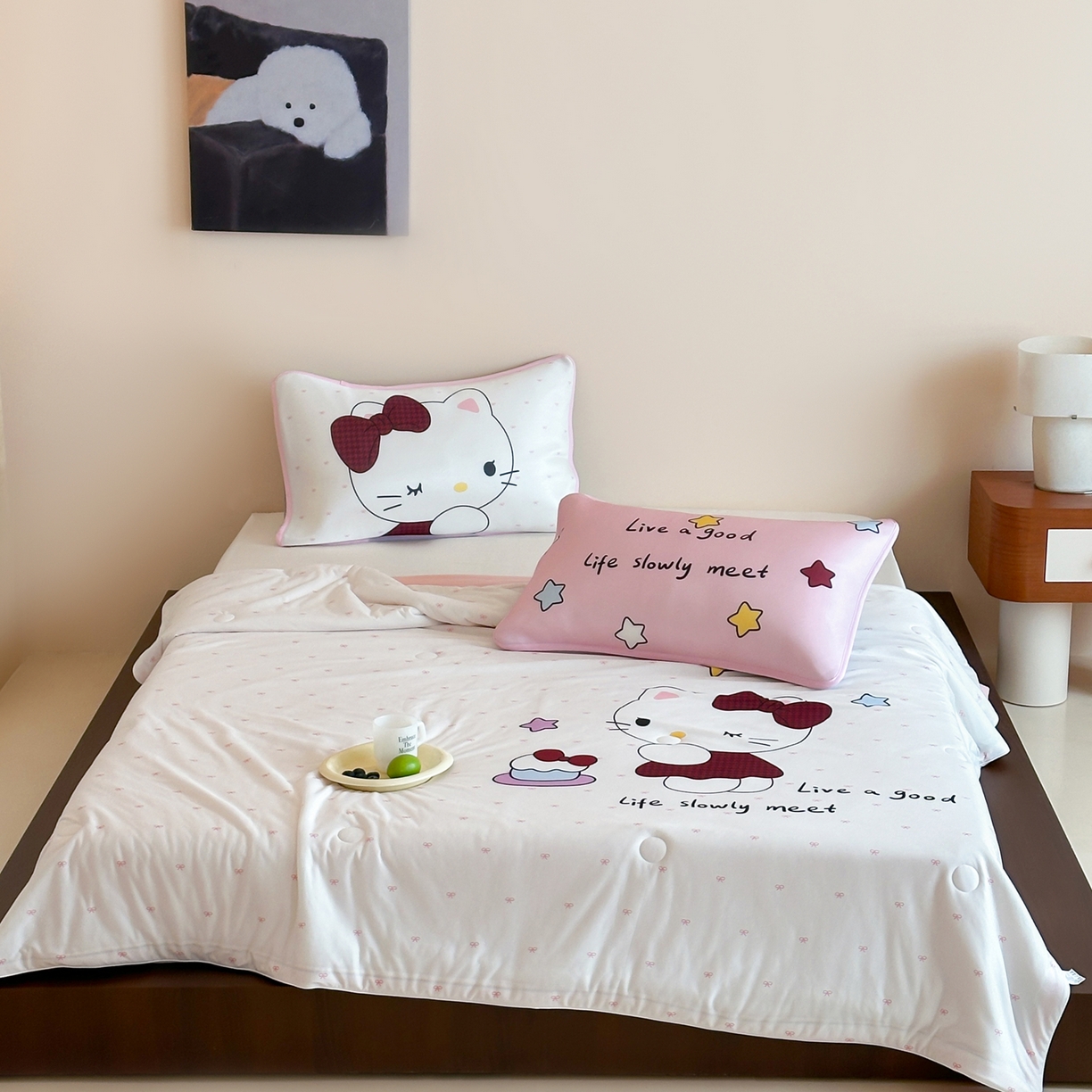 91家纺网 家纺一手货源 找家纺 桃喜 2026新款A类绵绵冰双感夏被夏凉被空调被（一面针织棉一面凉感 夏被甜心猫咪