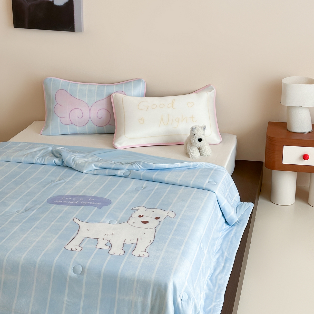 91家纺网 家纺一手货源 找家纺 桃喜 2026新款A类绵绵冰双感夏被夏凉被空调被（一面针织棉一面凉感 夏被小狗童话屋