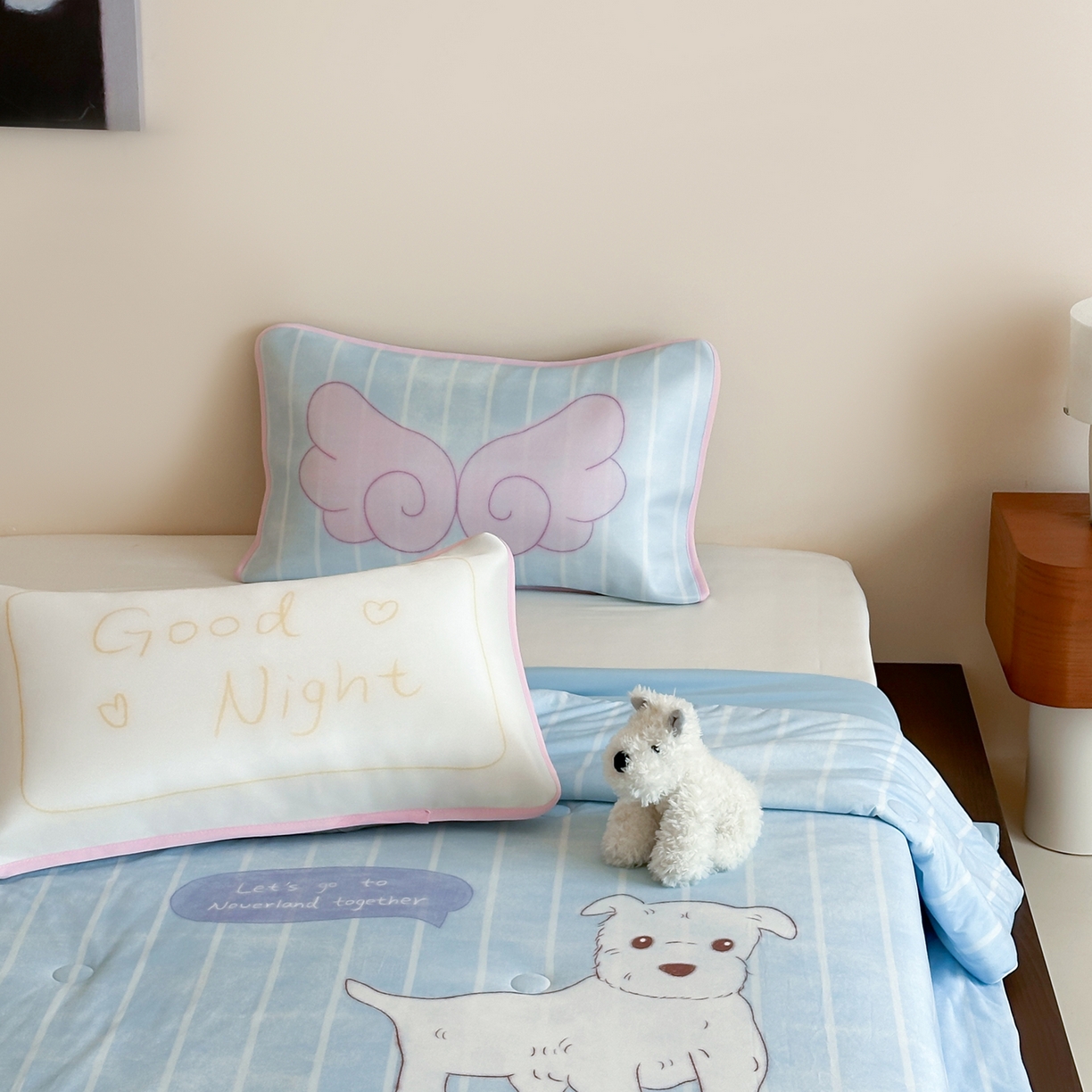 91家纺网 家纺一手货源 找家纺 桃喜 2026新款A类绵绵冰双感夏被夏凉被空调被（一面针织棉一面凉感 夏被小狗童话屋