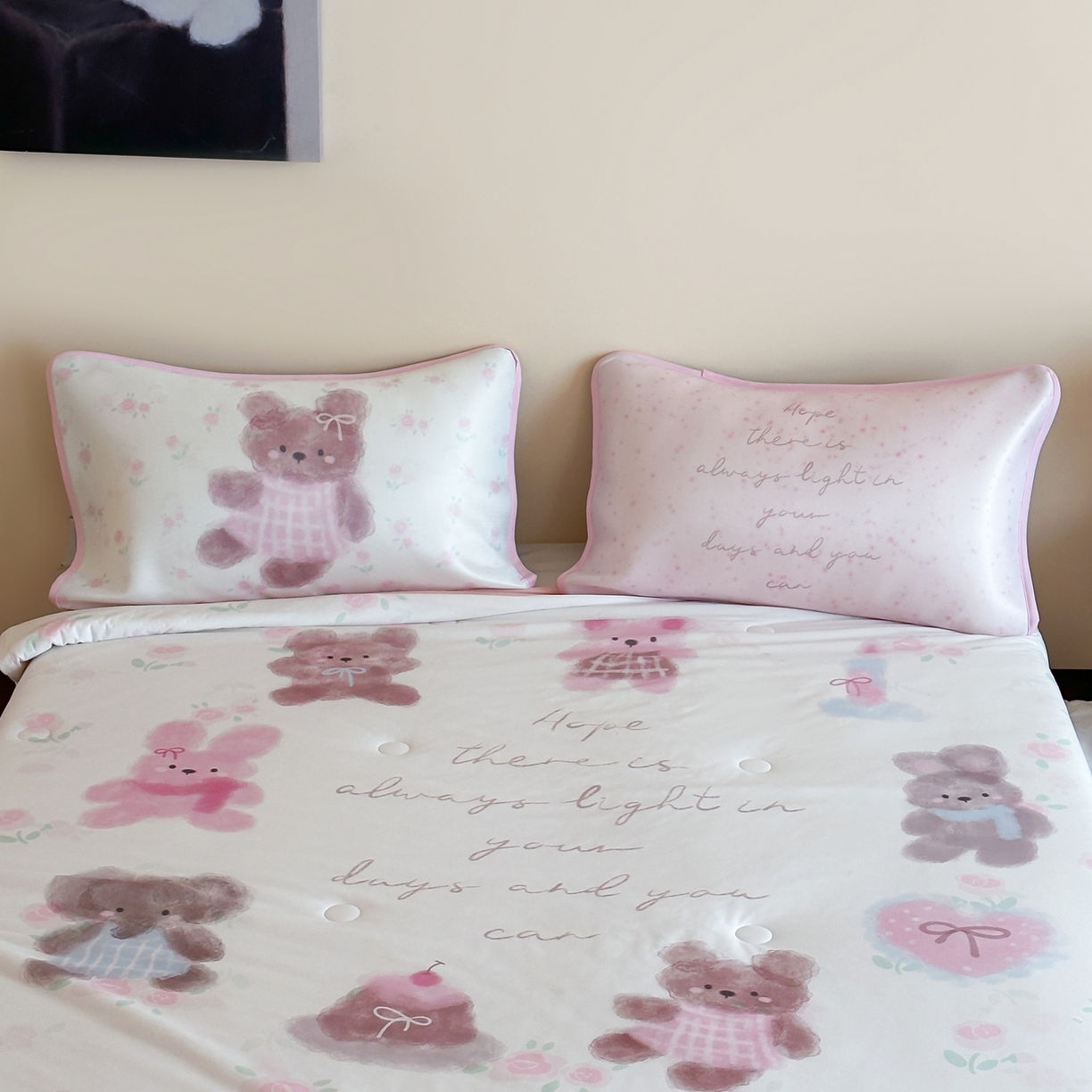 91家纺网 家纺一手货源 找家纺 桃喜 2026新款A类绵绵冰双感夏被夏凉被空调被（一面针织棉一面凉感 夏被小熊来信