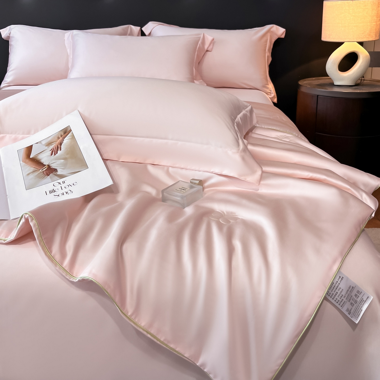 91家纺网 家纺一手货源 找家纺 新方向 2026新款A类20%蚕丝天丝棉夏被四件套蝴蝶系列 蝴蝶-山茶粉