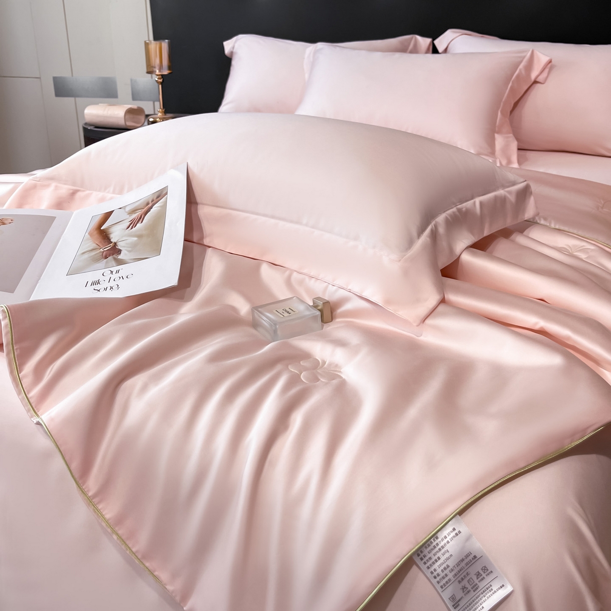 91家纺网 家纺一手货源 找家纺 新方向 2026新款A类20%蚕丝天丝棉夏被四件套蝴蝶系列 蝴蝶-山茶粉