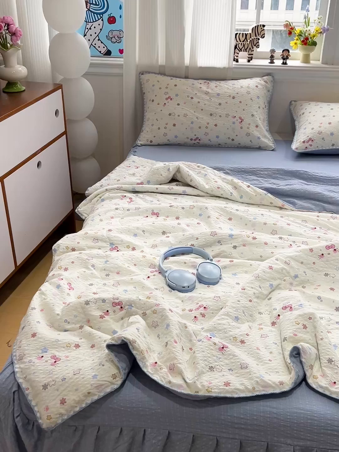 91家纺网 家纺一手货源 找家纺 富米莱（原臻工厂） 2026新款泡芙纱贝壳边夏被夏凉被空调被床盖床裙四件套-欧包系列 欧包-躲猫猫