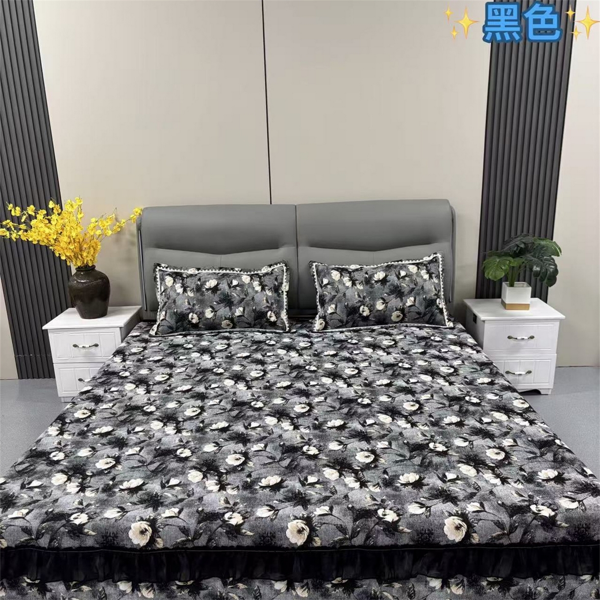 91家纺网 家纺一手货源 找家纺 （总）德之仁纺织 2026新款法式氛围感加厚防滑可机洗床盖-山茶雾语