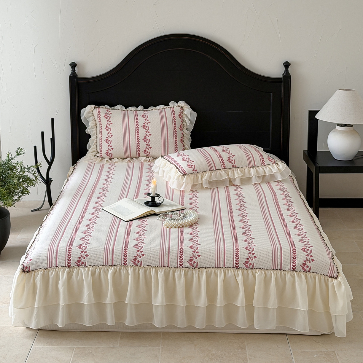 91家纺网 家纺一手货源 找家纺 （总）山茶家居-原创设计（原山茶家纺） 2026新款A类提花华夫格床盖款凉席三件套-罗马假日