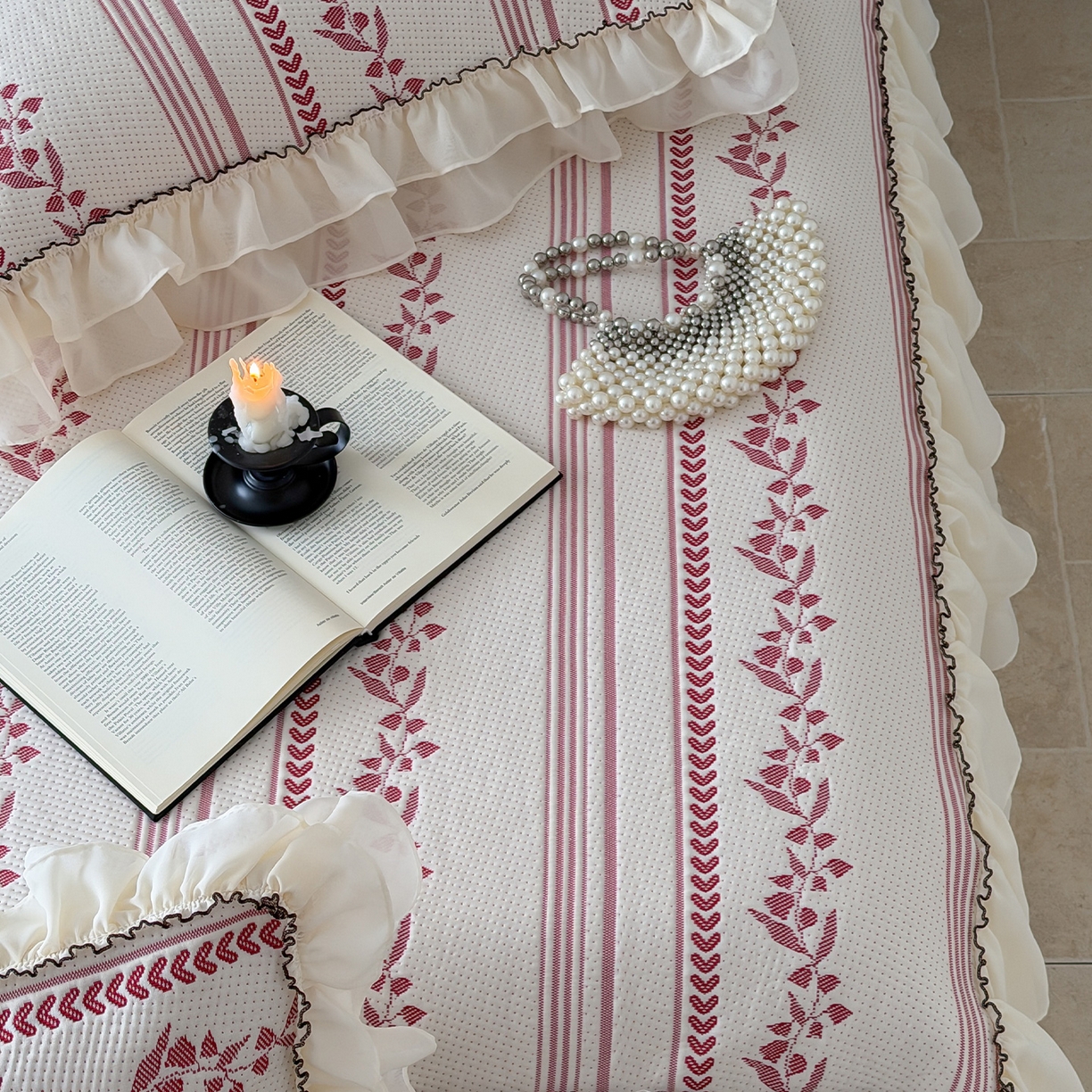 91家纺网 家纺一手货源 找家纺 （总）山茶家居-原创设计（原山茶家纺） 2026新款A类提花华夫格床盖款凉席三件套-罗马假日