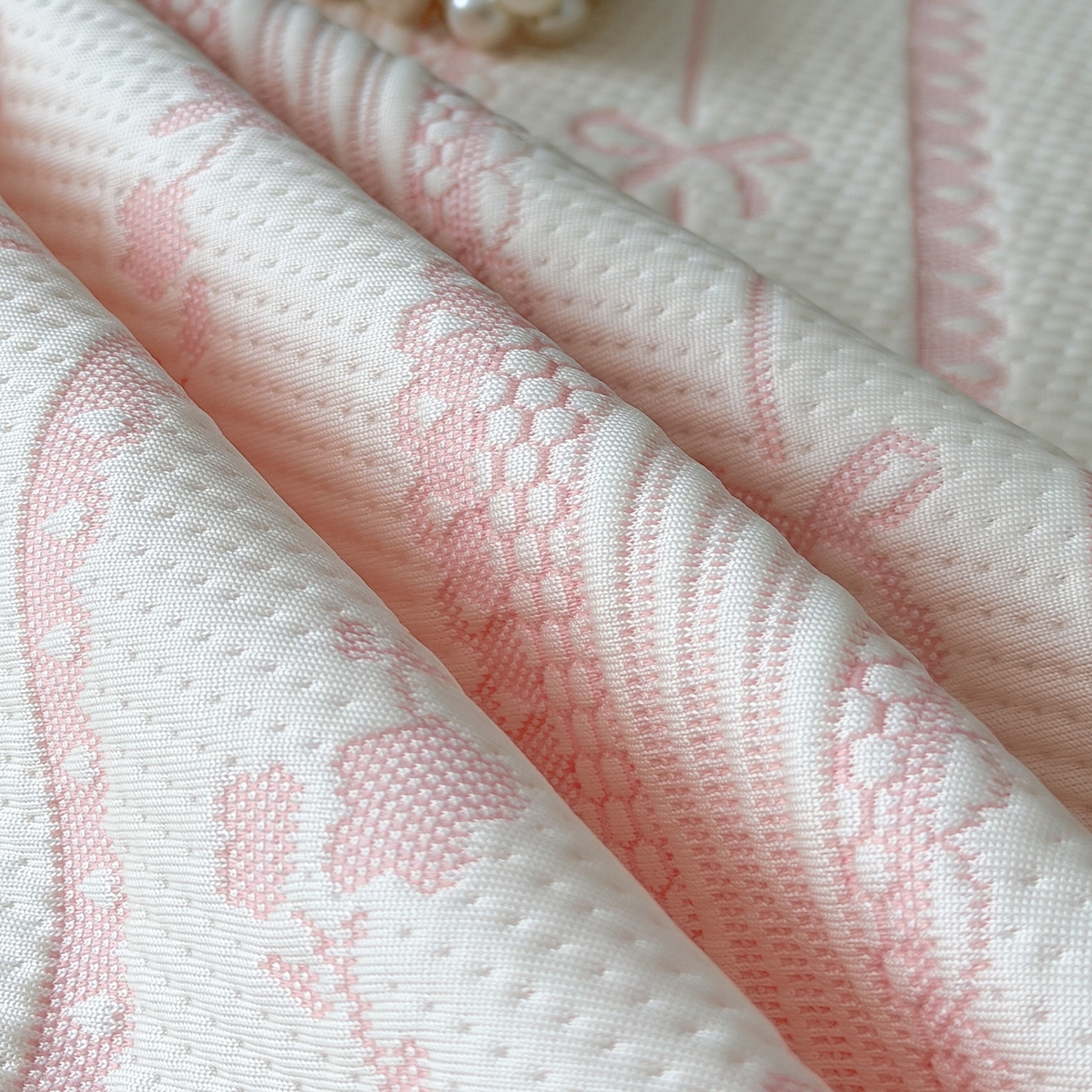 91家纺网 家纺一手货源 找家纺 山茶家居-原创设计（原山茶家纺） 2026新款A类提花华夫格床盖款凉席三件套-罗马假日 罗马假日-粉