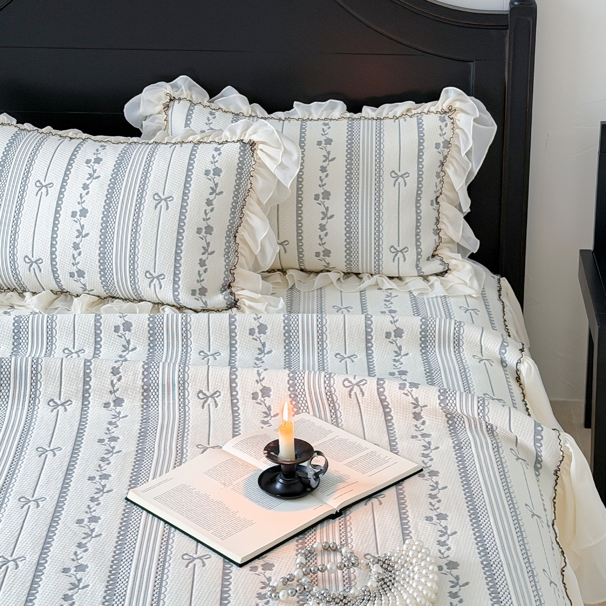 91家纺网 家纺一手货源 找家纺 山茶家居-原创设计（原山茶家纺） 2026新款A类提花华夫格床盖款凉席三件套-罗马假日 罗马假日-灰