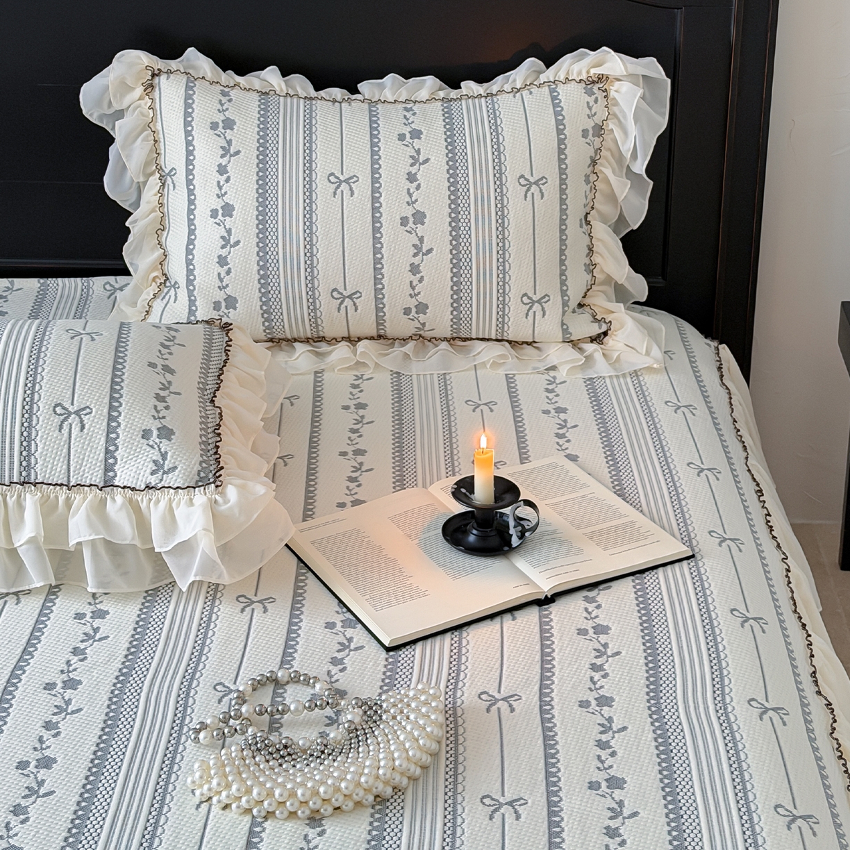 91家纺网 家纺一手货源 找家纺 山茶家居-原创设计（原山茶家纺） 2026新款A类提花华夫格床盖款凉席三件套-罗马假日 罗马假日-灰