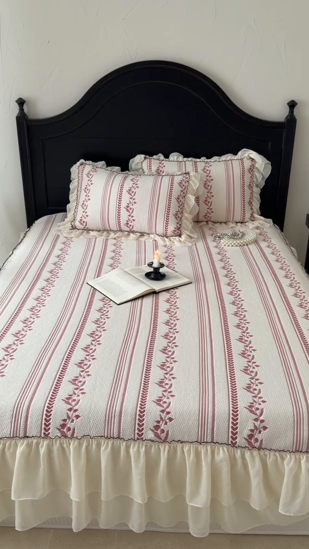 91家纺网 家纺一手货源 找家纺 （总）山茶家居-原创设计（原山茶家纺） 2026新款A类提花华夫格床盖款凉席三件套-罗马假日