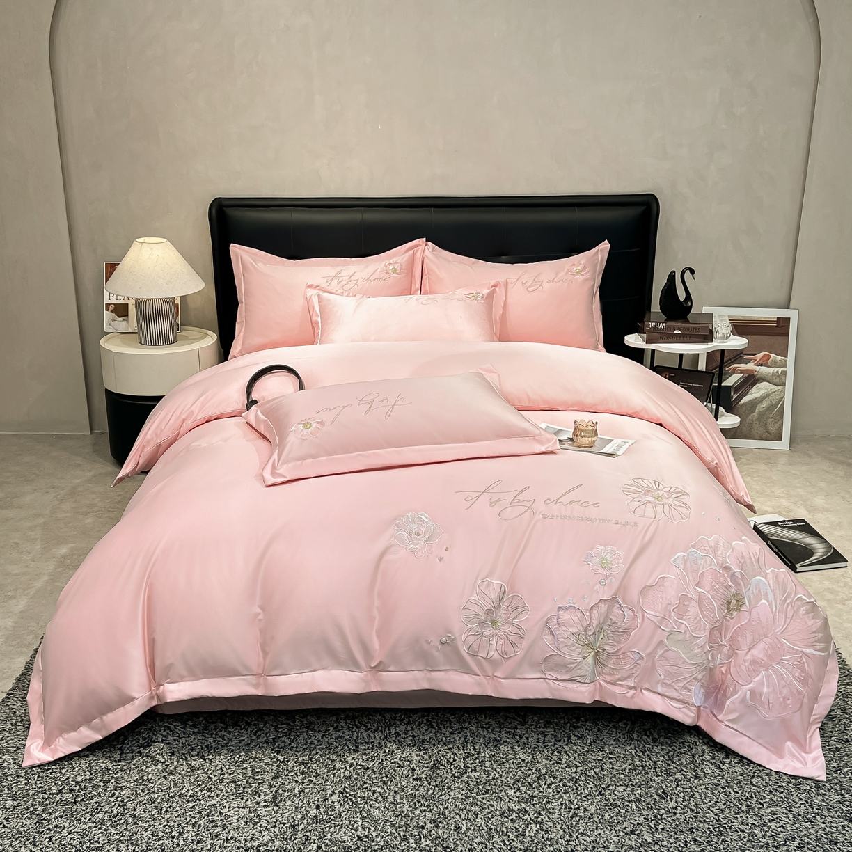 91家纺网 家纺一手货源 找家纺 （总）色鬼布艺高端家居主号 2026新款水洗冰丝刺绣四件套花颜系列