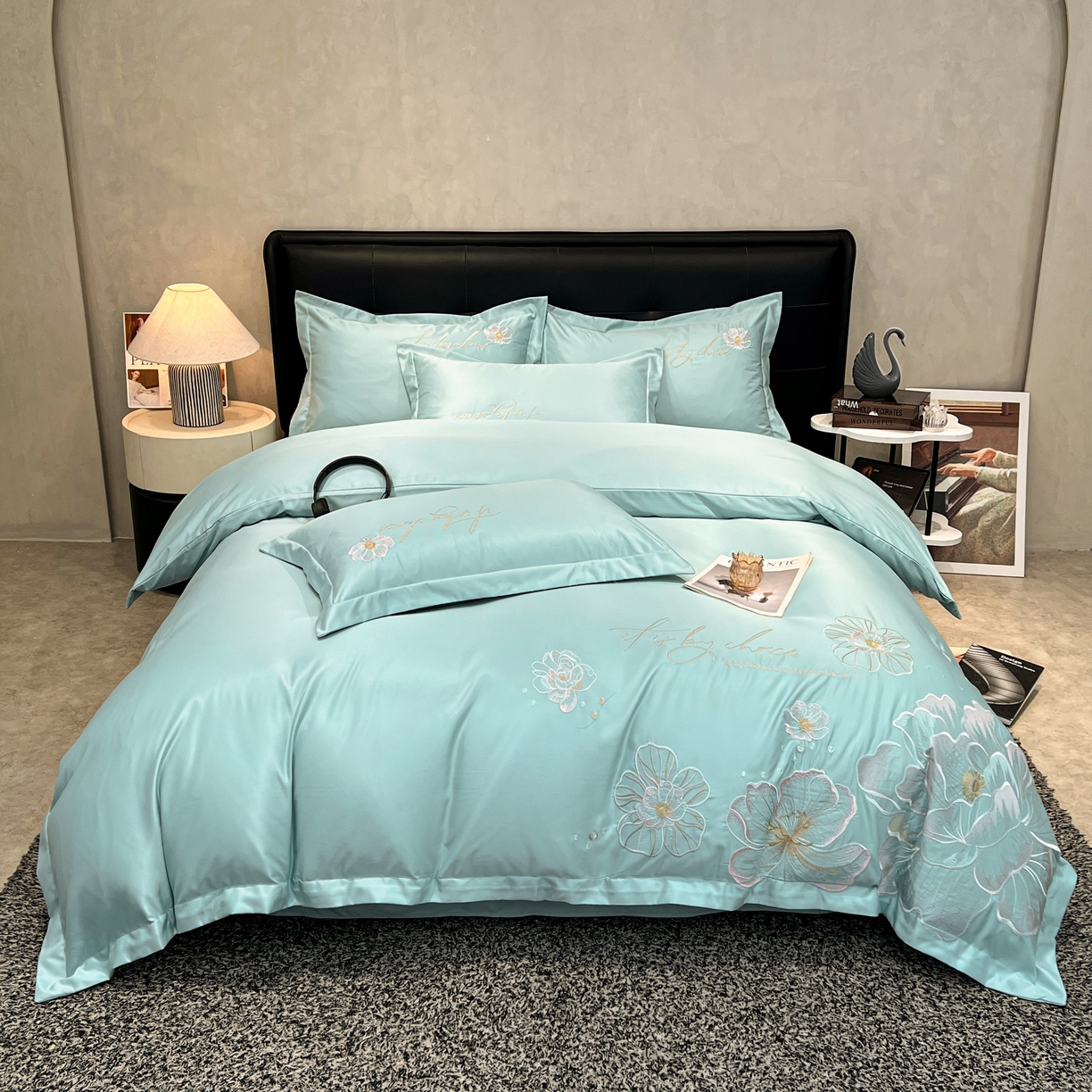 色鬼布艺高端家居主号 2026新款水洗冰丝刺绣四件套花颜系列 花颜-梵星兰