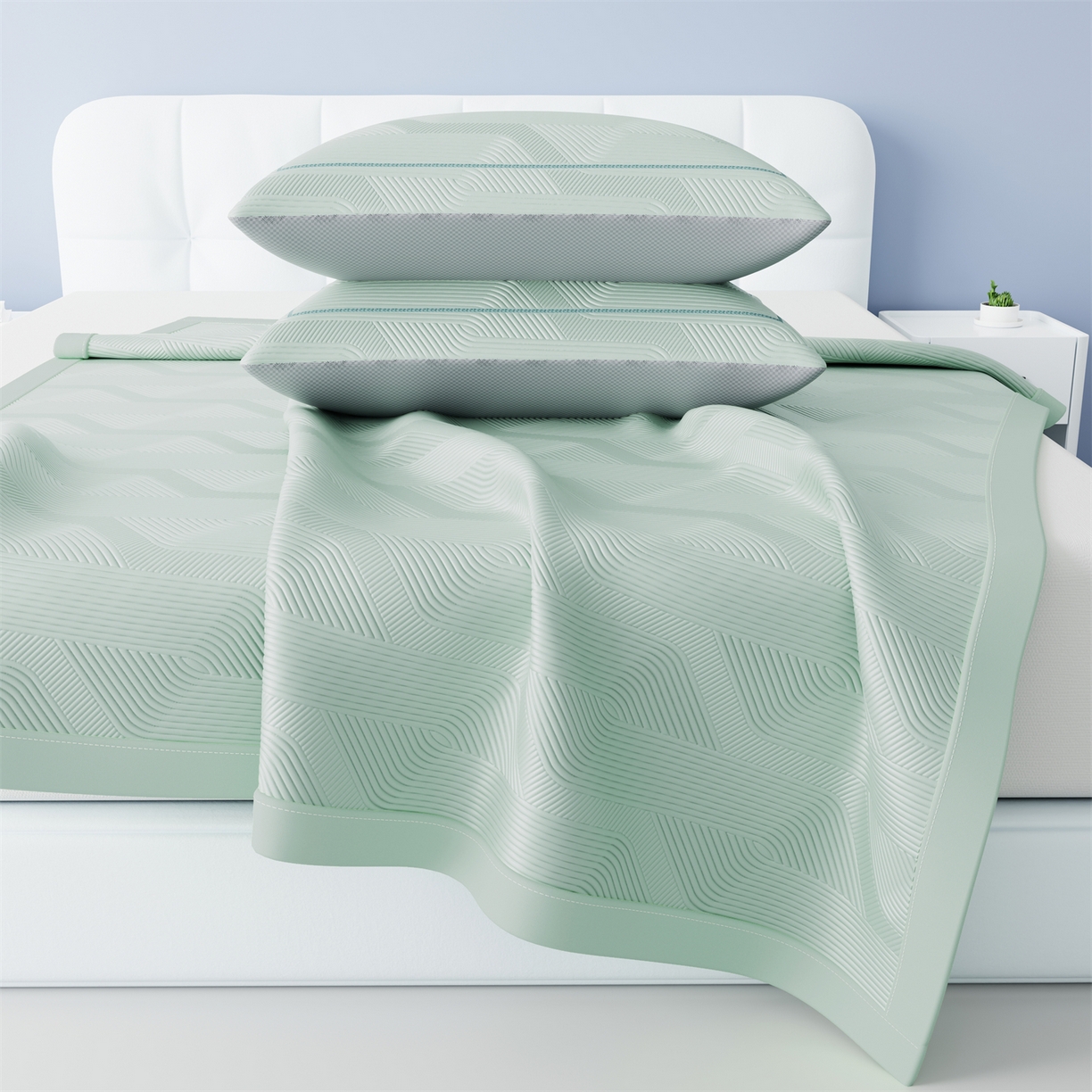 91家纺网 家纺一手货源 找家纺 （总）怡源梦 2026新款PE高分子加厚三明治冰豆豆水波纹全包包边单枕套枕套单件