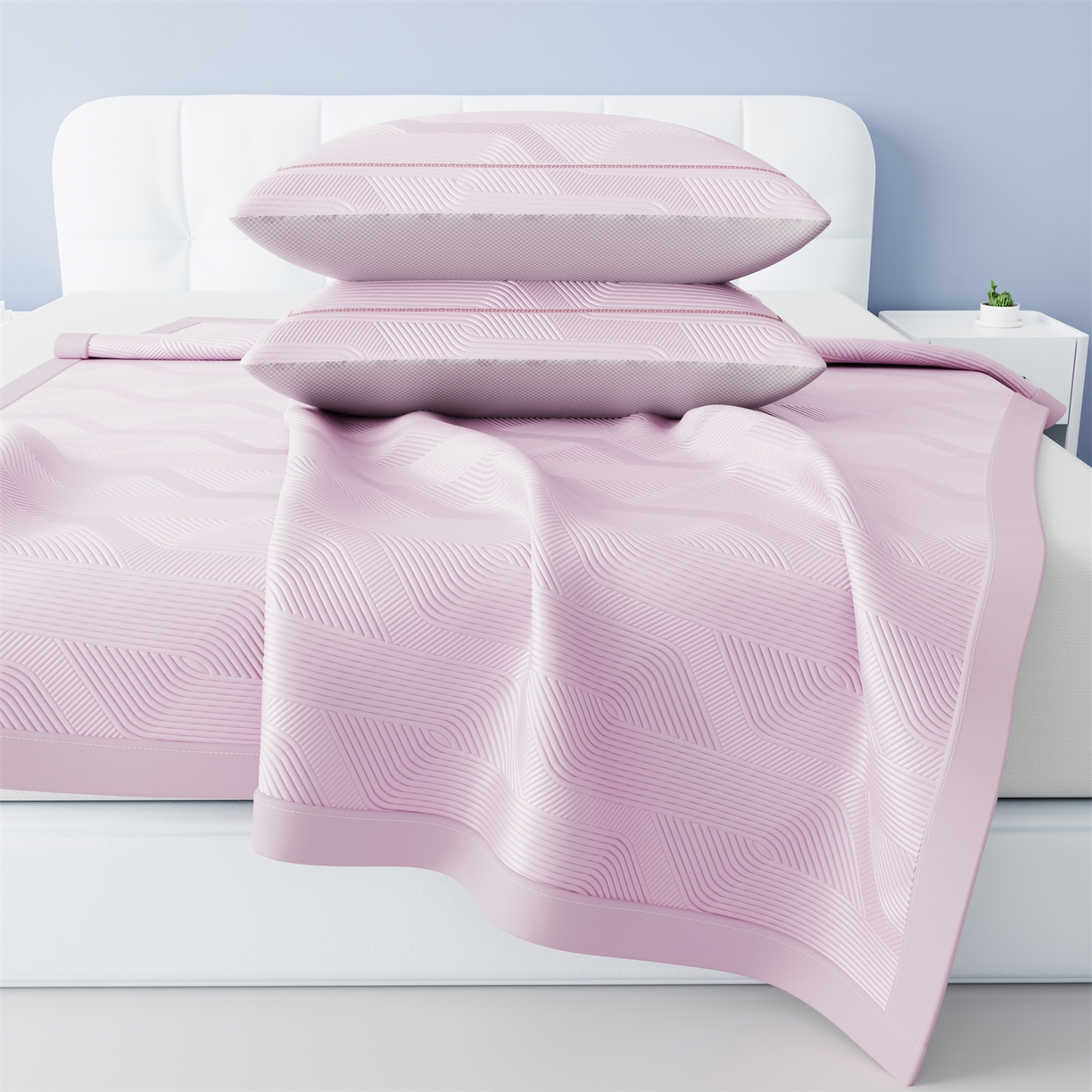 91家纺网 家纺一手货源 找家纺 （总）怡源梦 2026新款PE高分子加厚三明治冰豆豆水波纹全包包边单枕套枕套单件