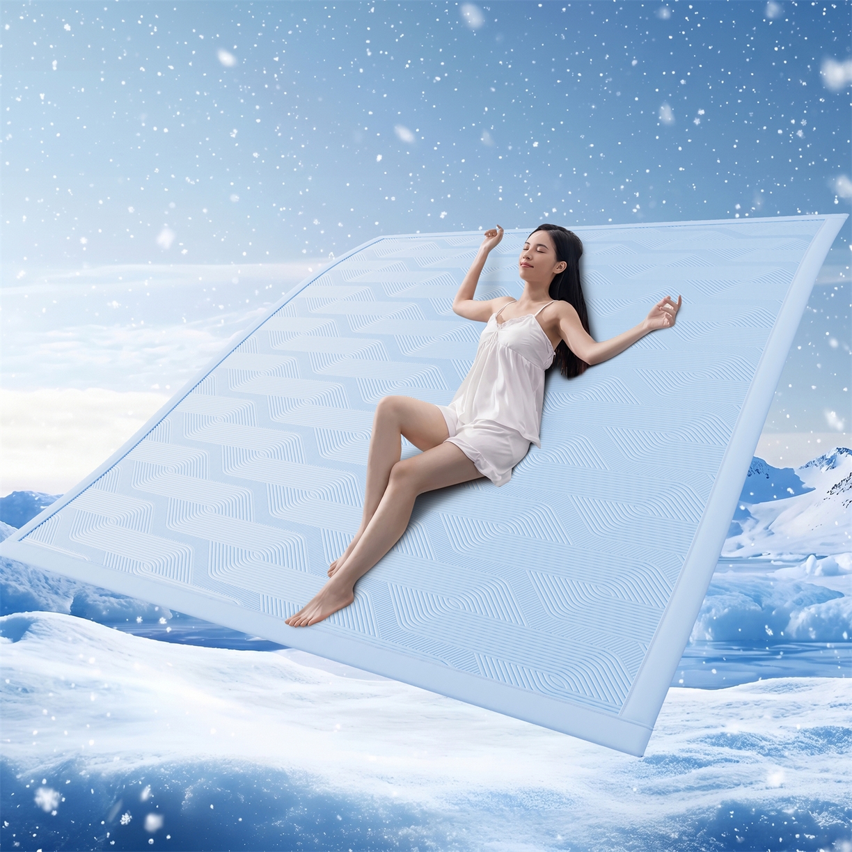 91家纺网 家纺一手货源 找家纺 怡源梦 2026新款PE高分子加厚三明治冰豆豆水波纹全包包边单枕套枕套单件 水波纹-兰色